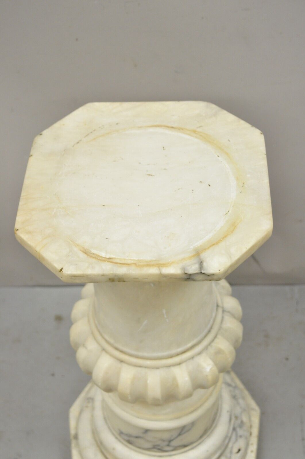 Antique Carved Marble Column Neoclassical Style 25" Regency Plant Stand Pedestal