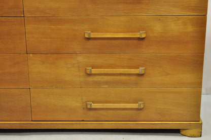 John Widdicomb Mid Century Modern 10 Drawer Blonde Mahogany Large Dresser Chest