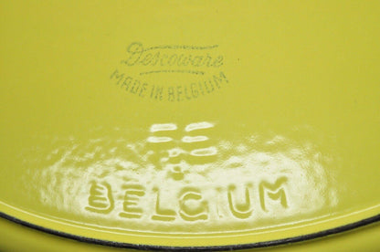 Vintage Descoware Belgium Yellow Cast Iron Enamel Oval Lidded Casserole Pot