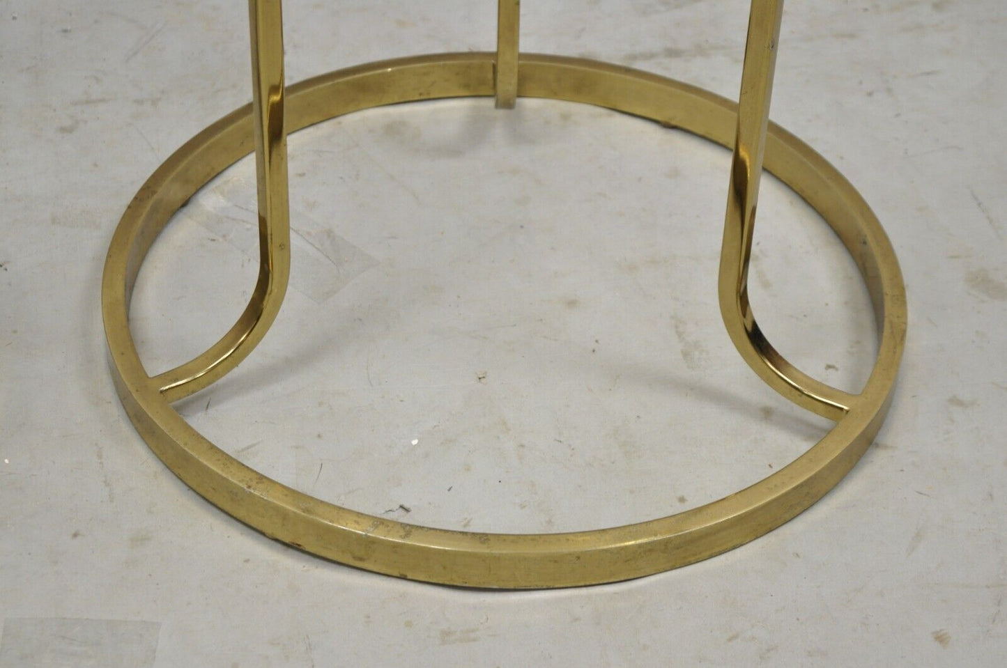 Vintage Mid Century Gold Brass Metal Baughman Style Round Side Tables - a Pair