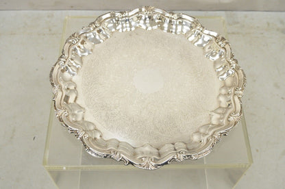 BSC English Silver Plated Victorian Style Round Scalloped Serving Platter Tray