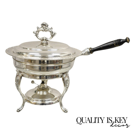 Vintage English Victorian Style Silver Plated Chafing Dish Warmer on Stand