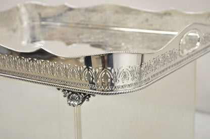 Antique English Sheffield Adams Silver Plated Scalloped Serving Platter Tray