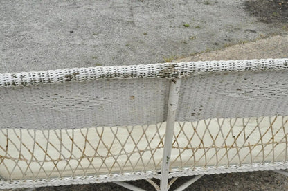 Antique Victorian Wicker Rattan Sunroom Patio Furniture Sofa Couch Furniture