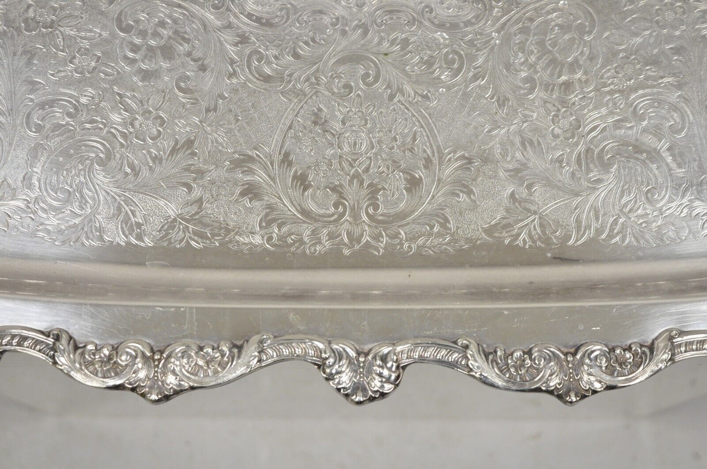 Vintage EPCA Old English by Poole 5032 Silver Plated Ornate Serving Platter Tray