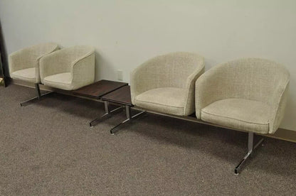 Mid Century Danish Modern Club Chair Sectional Sofa Set w/ Rosewood End Tables