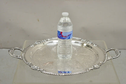 Vintage Sheffield Victorian Style Silver Plated Round Twin Handle Platter Tray