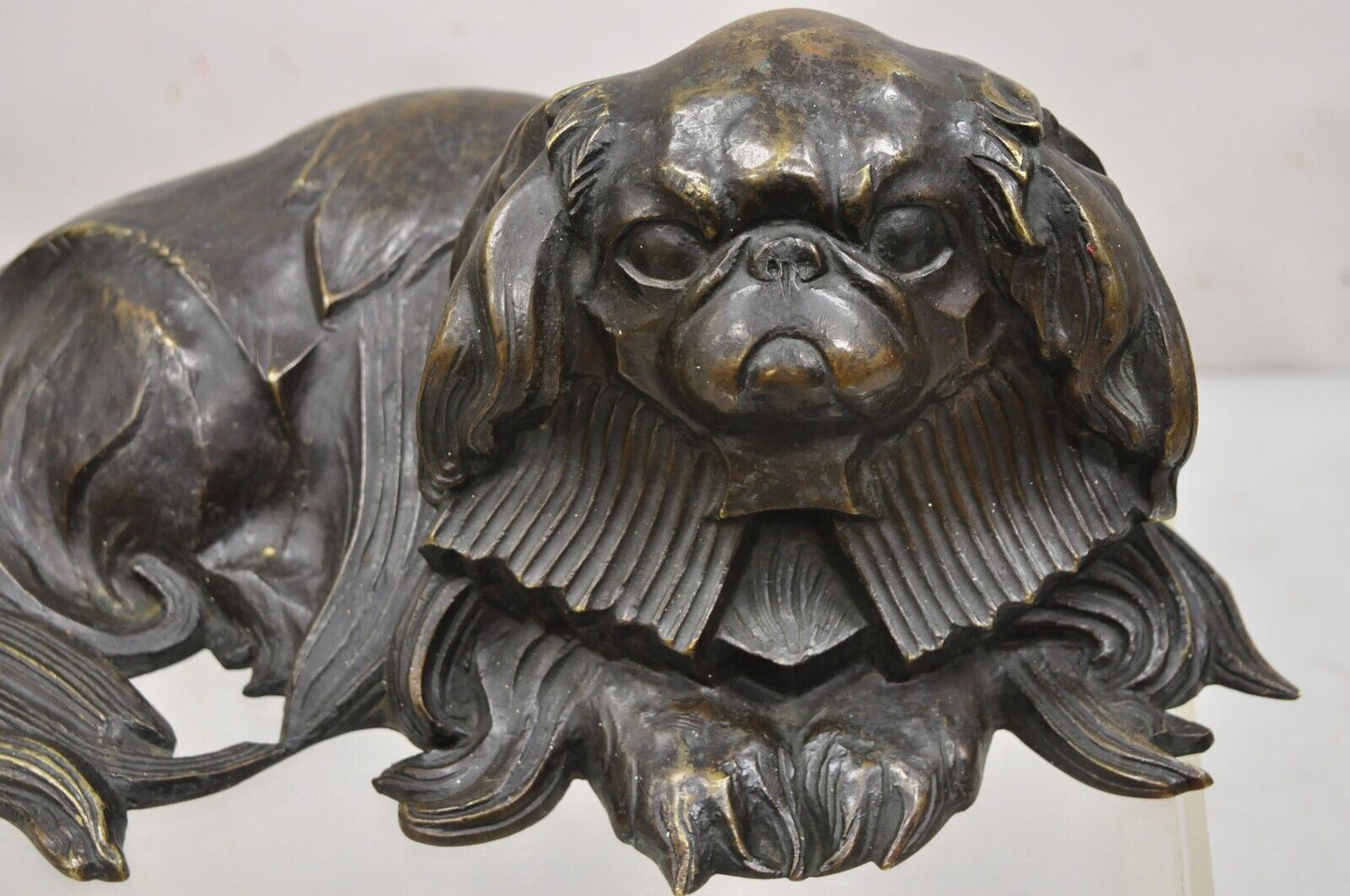 Antique Henri Prozinski "Pekingese" French Bronze Figural Show Dog Sculpture