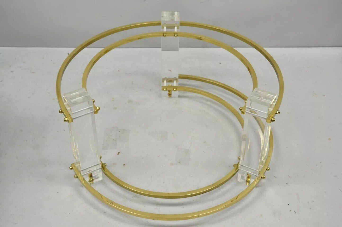 Mid Century Modern Brass Lucite Round Glass Charles Hollis Jones Coffee Table