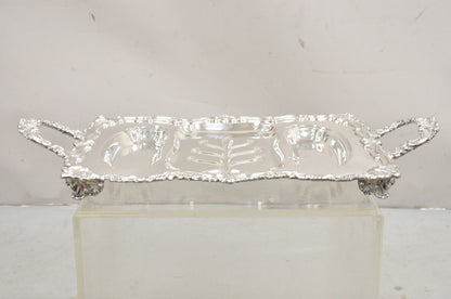 Vintage Victorian Silver Plated Twin Handle Meat Cutlery Serving Platter Tray