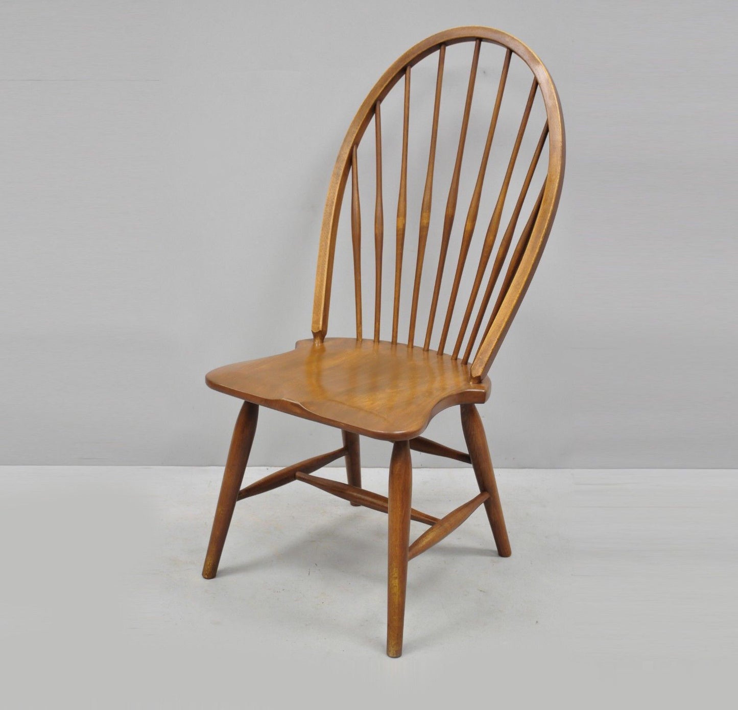 Vintage Maple Wood Fan Back Colonial Windsor Dining Side Chair Made in Slovenia