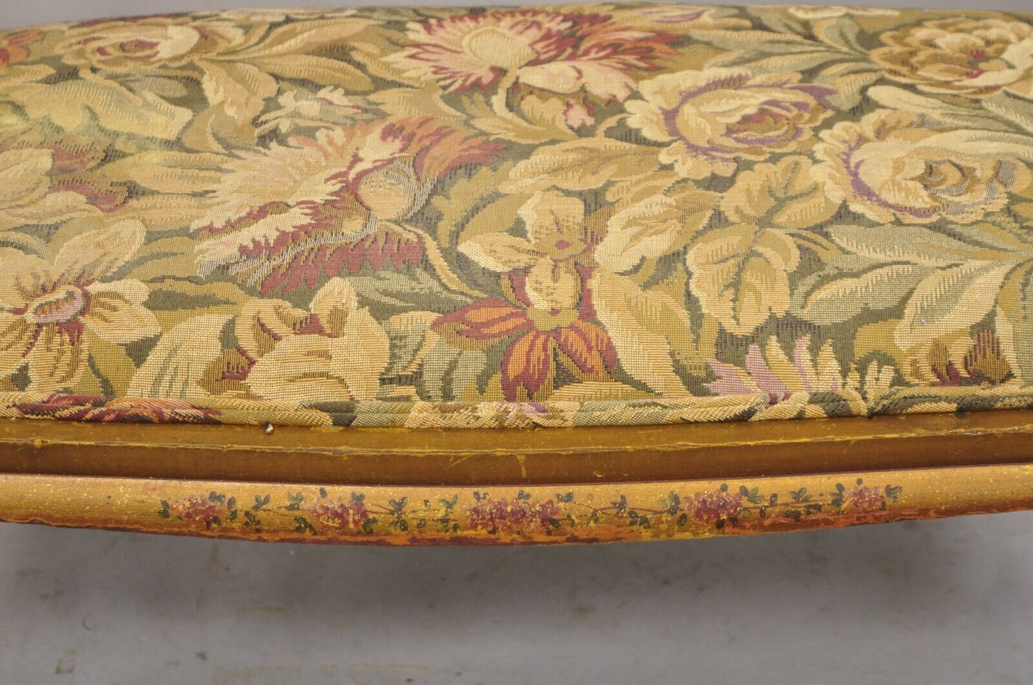 Antique Victorian Art Nouveau Gold Giltwood Hand Painted Settee 2 Pc Parlor Set