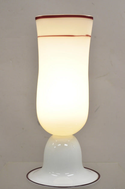 Vintage Murano Art Glass Mid Century Italian Modern White Tulip Table Lamp