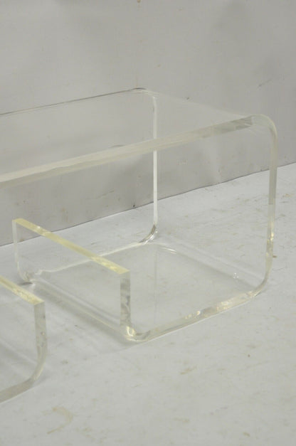 Vintage Mid Century Modern Clear Lucite Scroll Coffee Table Charles Hollis Jones