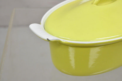 Vintage Descoware Belgium Yellow Cast Iron Enamel Oval Lidded Casserole Pot