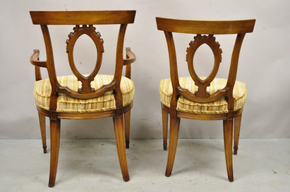 6 Vintage Italian Hollywood Regency Walnut Greek Key Neoclassical Dining Chairs