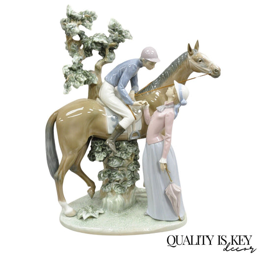 Lladro Figurine Jockey with Lass #5036 Race Horse Derby Day Lady w/Parasol 1979