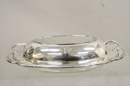 Vintage English Edwardian Silver Plated Covered Vegetable Dish w/ Drapes