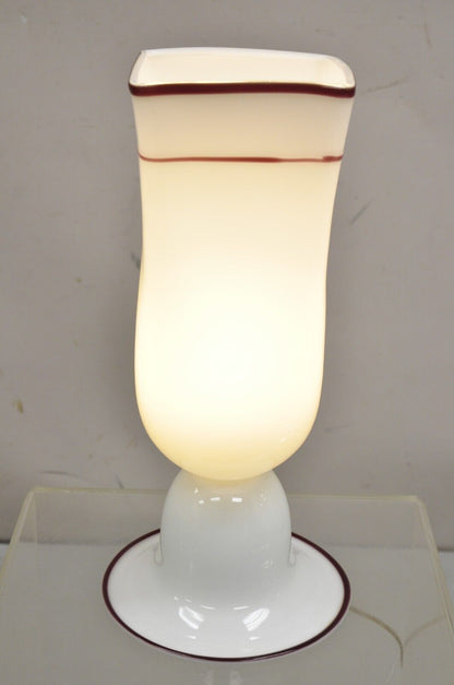 Vintage Murano Art Glass Mid Century Italian Modern White Tulip Table Lamp