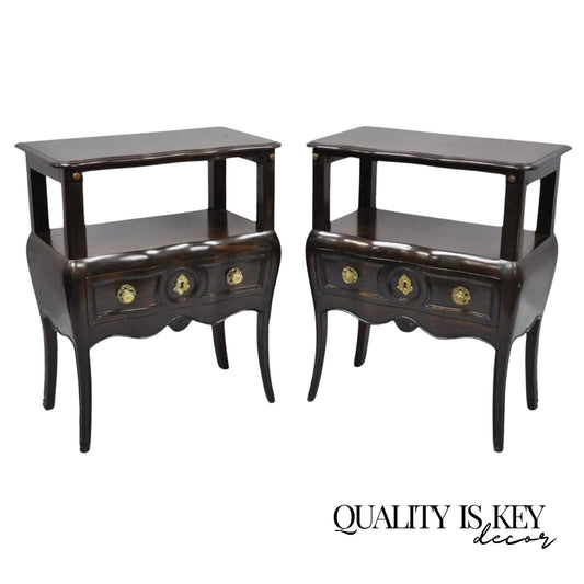 French Country Provincial Style Bombe Nightstands Attr. Auffray - a Pair