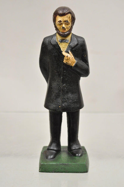 Antique Victorian Cast Iron Honest Abe Abraham Lincoln Figural Painted Door Stop