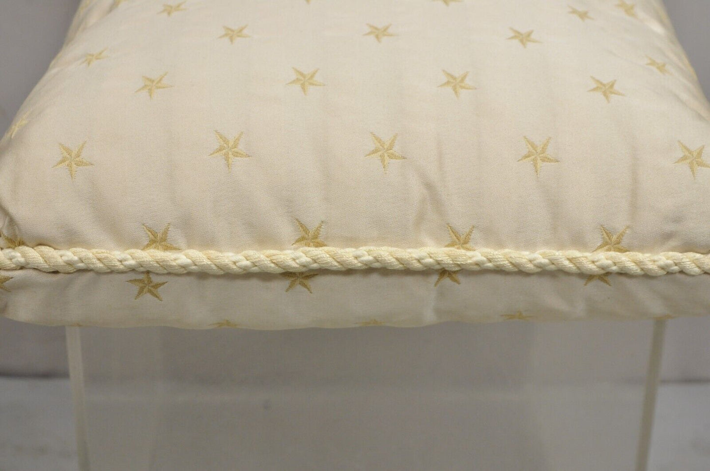 Ethan Allen Neoclassical Style Gold Star Stripe 17" Square Throw Pillows - 2 Pcs