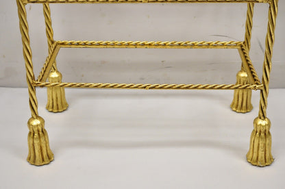 Italian Hollywood Regency Gold Gilt Iron 3 Tier Shelf Small Display Stand (B)