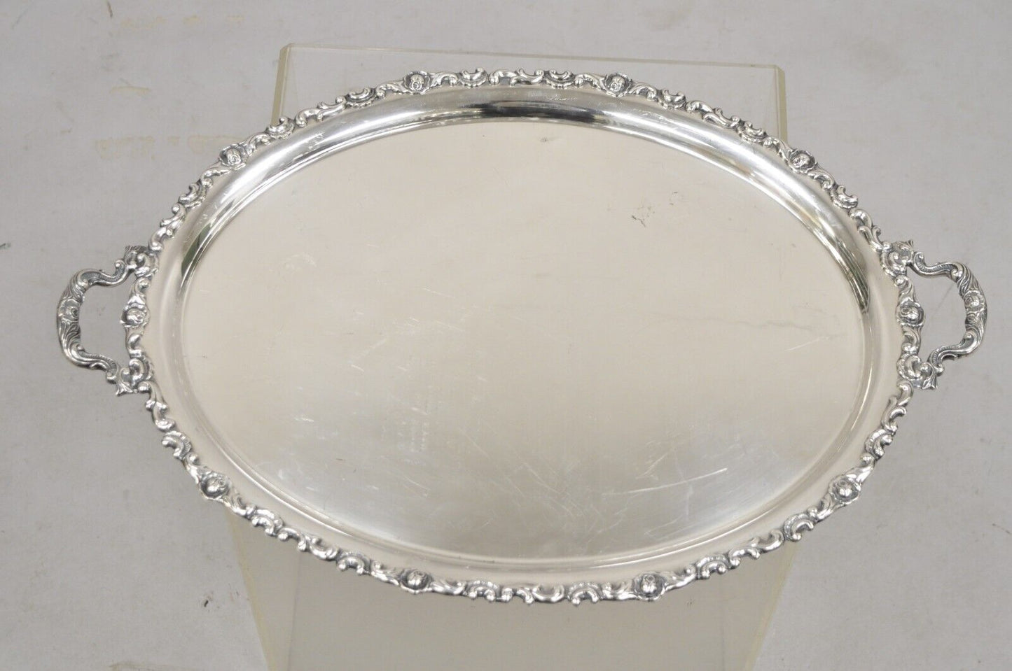 Vintage Alpaka Victorian Style Oval Silver Plated Serving Platter Tray