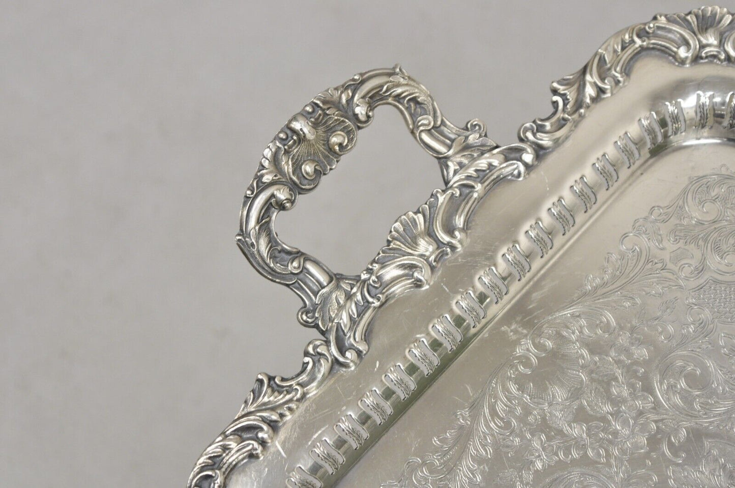 Vintage Community Ascot 0316-5 Pierced Gallery Silver Plate Serving Platter Tray