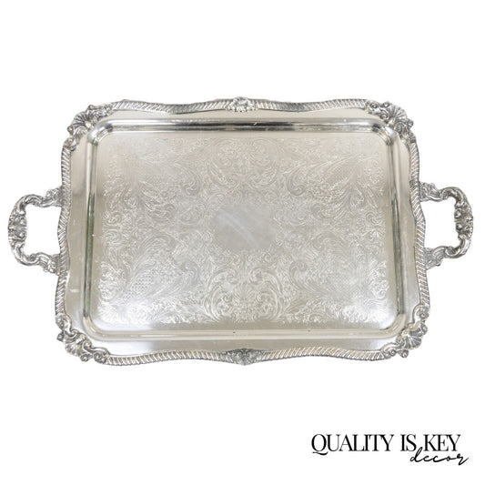 Vintage Sheffield Victorian Ornate Silver Plated Serving Platter Tray