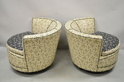 Mid Century Modern Round Upholstered Pearsall Style Club Lounge Chairs - a Pair