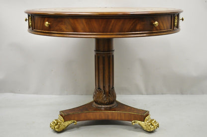 Maitland Smith French Empire Regency Leather Top Brass Paw Feet Center Table