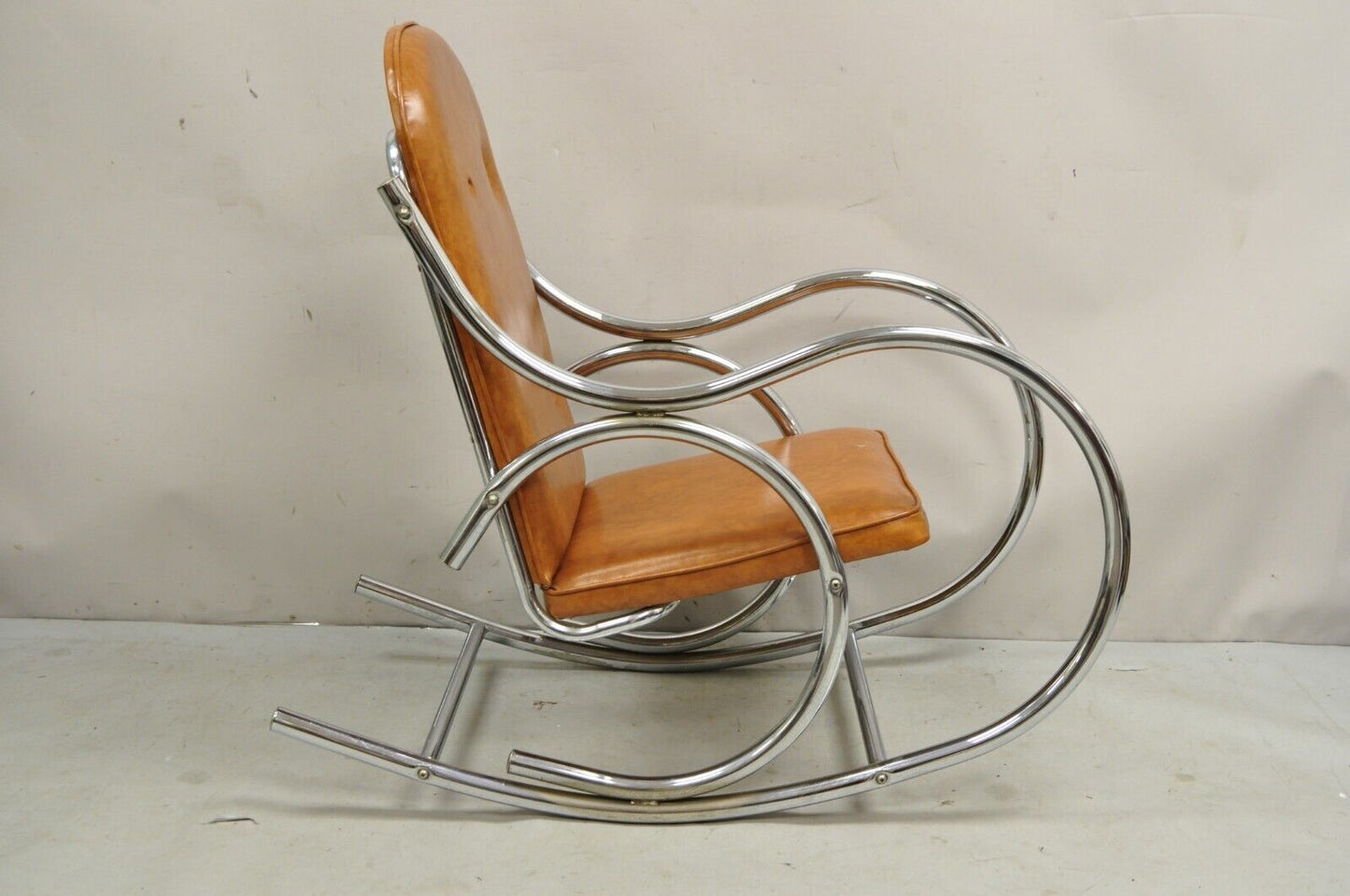 Mid Century Modern Milo Baughman Style Chrome Thonet Rocking Chair Rocker