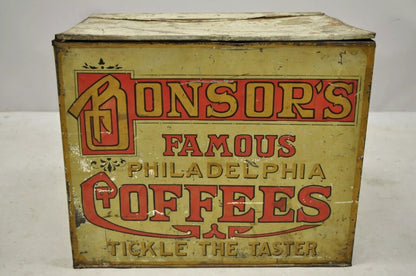 Bonsor's Famous Philadelphia Coffee Tin Metal Storage Bin Tickle the Taster