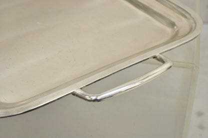 Antique English Edwardian Large Rectangular Silver Plated Serving Platter Tray