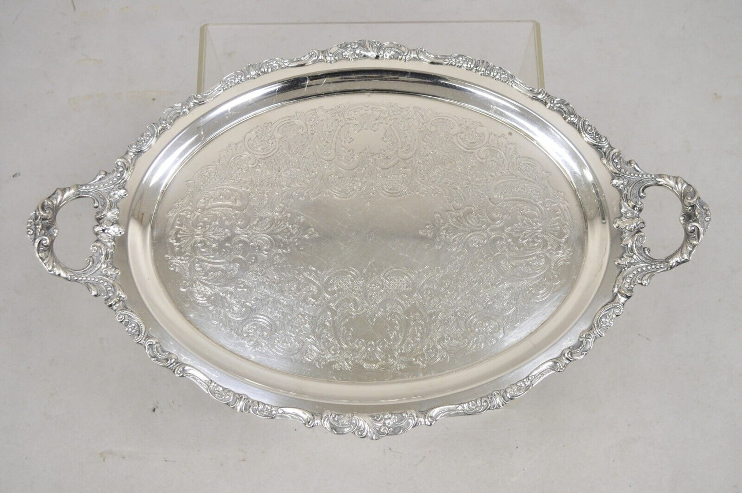 Vintage Baroque by Wallace 294 Oval Silver Plated Serving Platter Tray