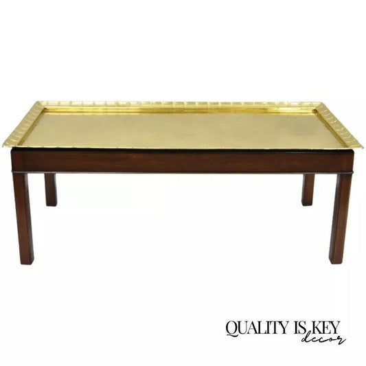 English Georgian Campaign Style Mahogany and Brass Butlers Tray Top Coffee Table