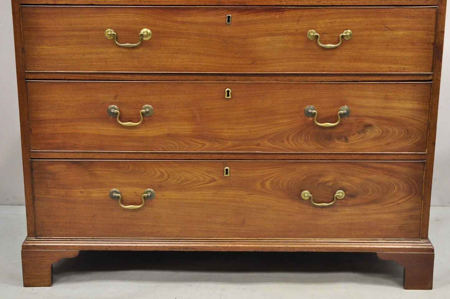 19th C. George III Mahogany Highboy Tall Chest on Chest 8 Drawer Dresser