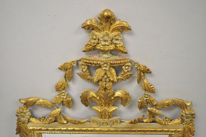 Vintage Italian Gold Giltwood Carved Wood Leafy Scrollwork Console Wall Mirror