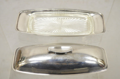 Vintage Gorham YC 775 Silver Plated Modern Butter Dish w/ Glass Liner