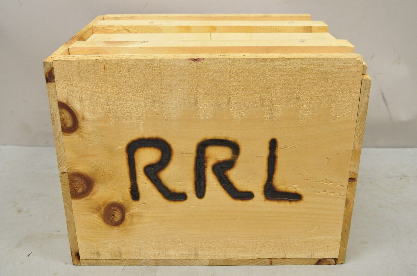 RRL Wooden Sliding Lid Crate Ralph Lauren? Perishable Burn Mark Storage Box