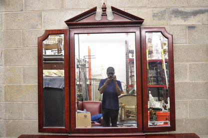 Thomasville Mahogany Collection Chippendale Style Long Dresser and Triple Mirror