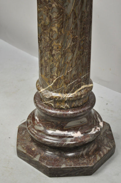 Vintage Purple And Brown Marble Resin 39" Column Pedestal Plant Stand