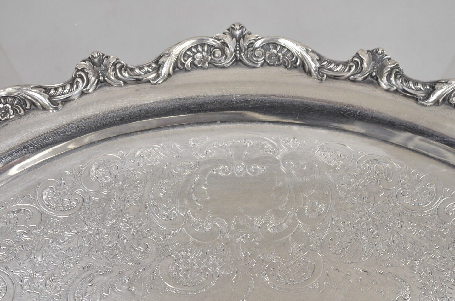 Vintage Old English Silver Plate Poole Silver Plated Oval Serving Platter Tray