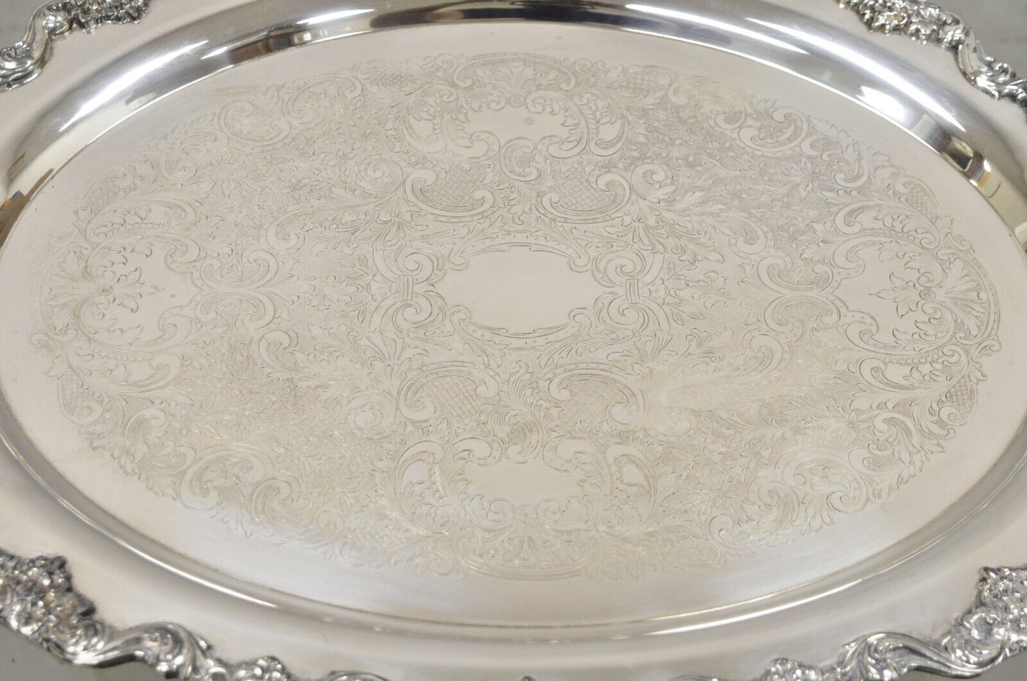 Vtg EPCA Poole Silver Co 400 Lancaster Rose Silver Plated Serving Platter Tray