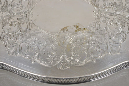 Vintage LBS Co Silver Plated Scalloped Trinket Dish Tray with Pierced Gallery