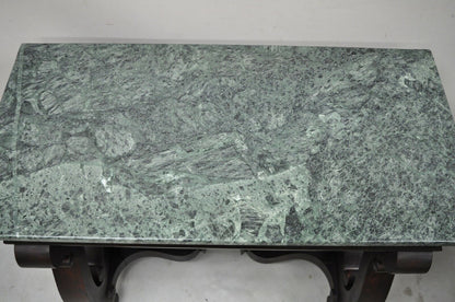 19th Century American Empire Mahogany Green Marble Top Console Hall Table