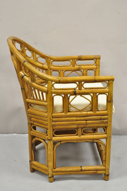 Vintage Lane Bamboo Fretwork Rattan Hollywood Regency Club Lounge Chair