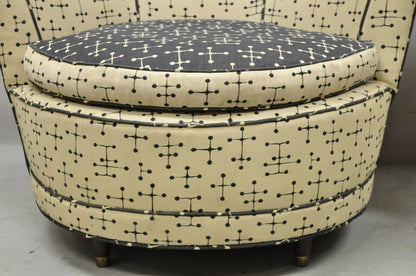 Mid Century Modern Round Upholstered Pearsall Style Club Lounge Chairs - a Pair