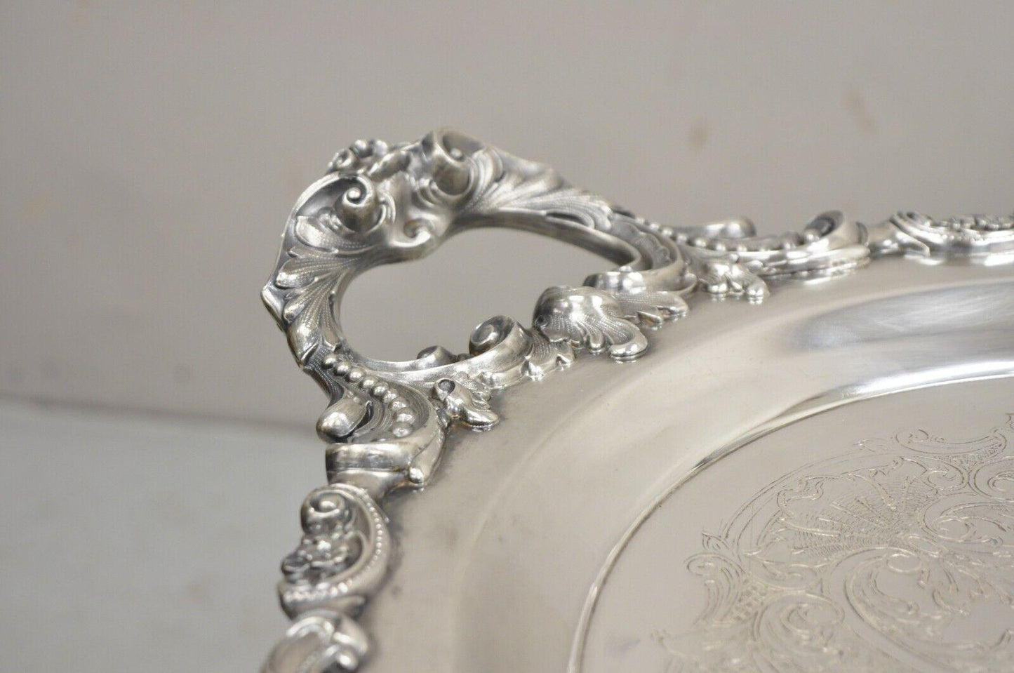 Vintage Baroque by Wallace Oval Silver Plated Victorian Serving Platter Tray